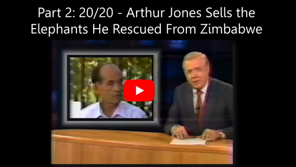 Arthur Jones on ABC's 20/20 being interviewed about selling the elephants he captured three years earlier in 1984.
