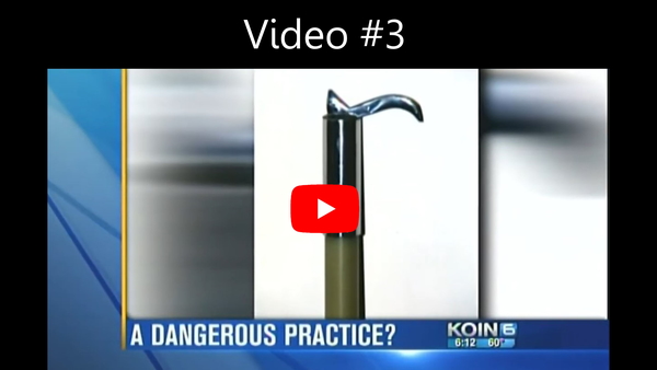 KOIN 6 investigative news segment titled A Dangerous Practice showing a bullhook used in Oregon Zoo elephant training, part of a four-part investigative series by journalist Carla Castano.